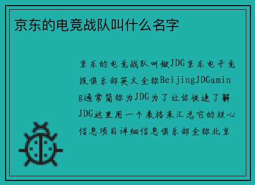京东的电竞战队叫什么名字